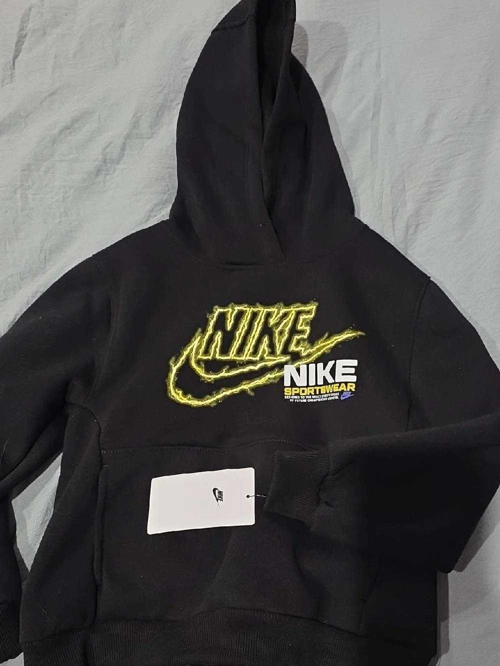 Nike Black Pullover‎ Hoodie with Neon Yellow Logo
